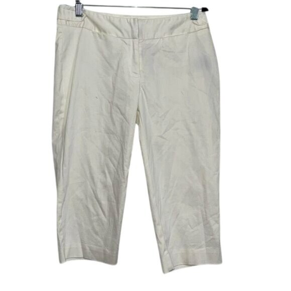Worthington Womens Petite Modern Fit White Capri Pants 4P Cotton Blend - Picture 1 of 8